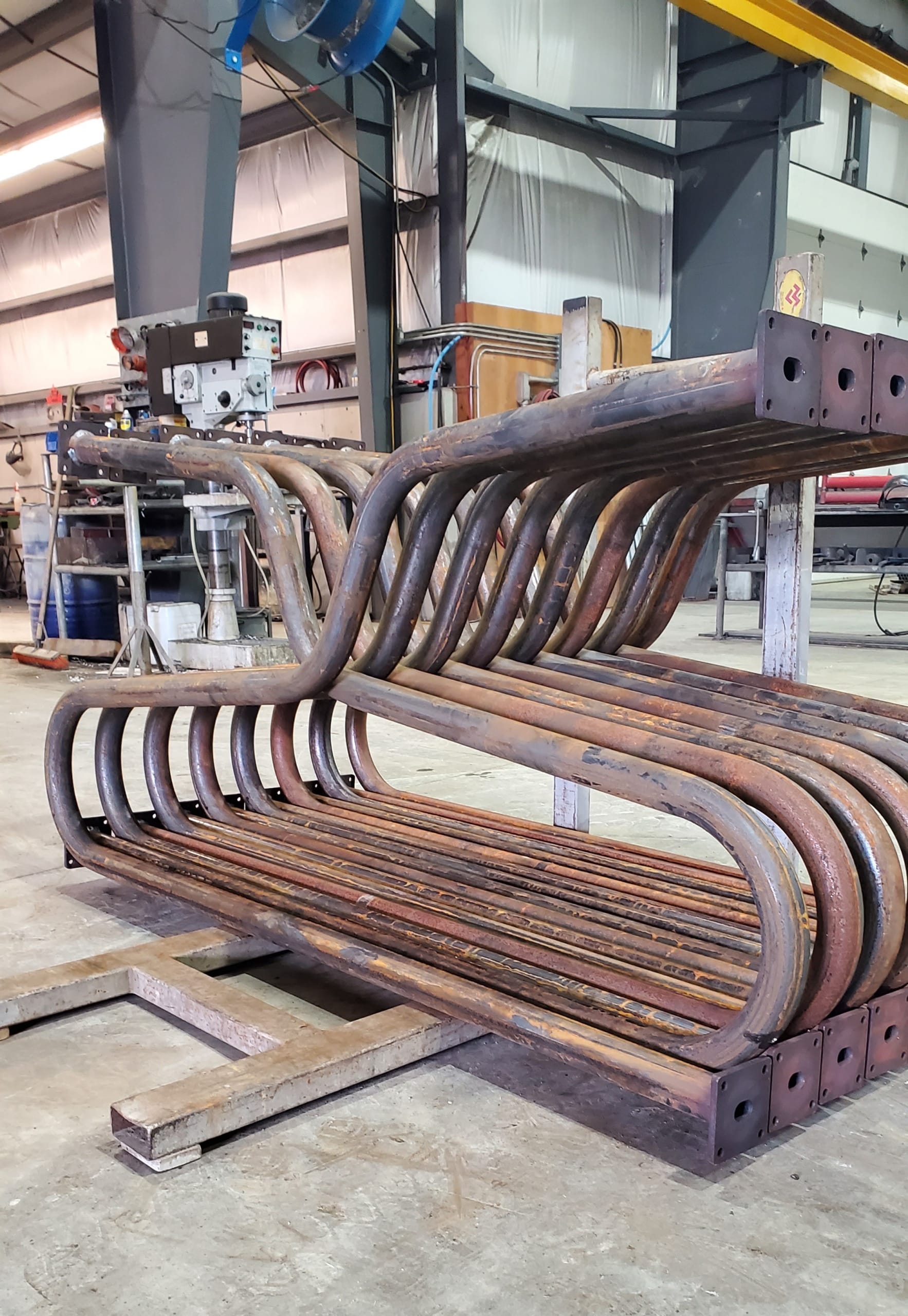 Photo of dairy barn equipment during manufacturing