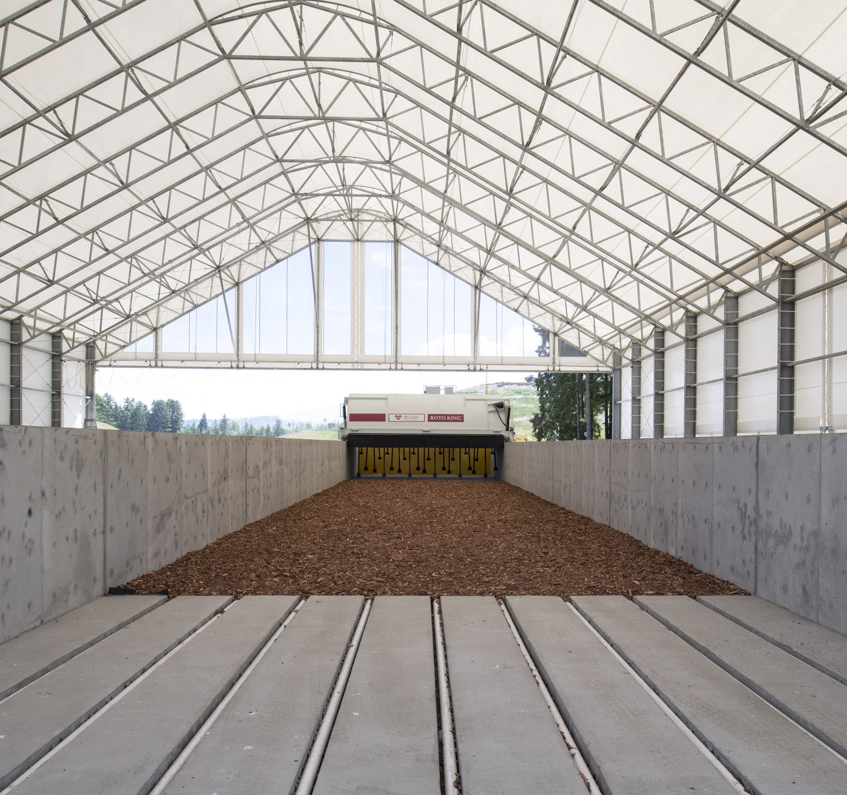 Interior view of compost turning making cow bedding